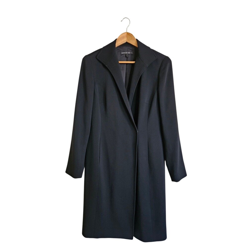 Lafayette 148 Women's Black Wool Long Line Blazer Jacket Size 8